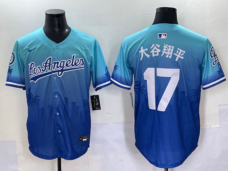 Men 2025 Los Angeles Dodgers #17 Ohtani Blue Nike MLB Jersey Daoqite style 9